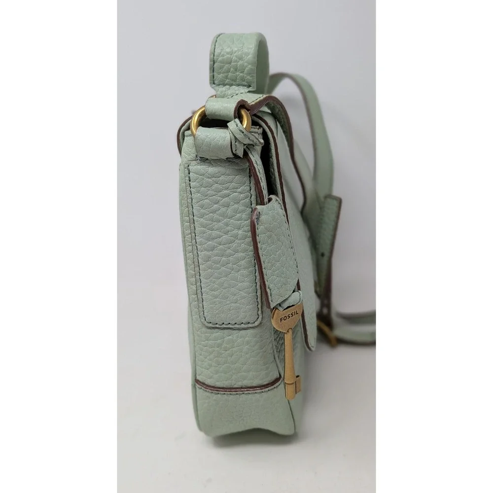 Fossil Memoir Flap Seafoam Mint Green Leather Crossbody Satchel Bag ZB5413 Dust
